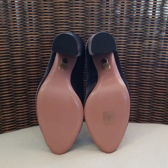 AQUAZZURA Silver Tip 4" Suede Block Heel Sz 7.5 - Picture 5 of 5